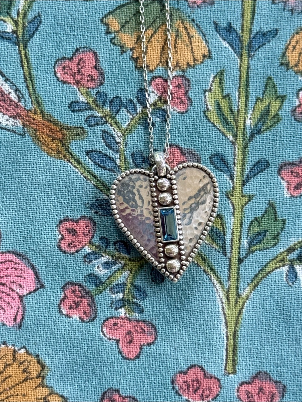 Brighton NWOT Pretty Tough Gem Heart Necklace. Adjustable Length. Silver plated